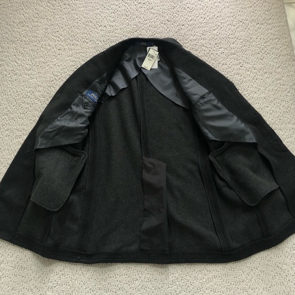 Polo Ralph Lauren Herringbone Black Overcoat - NWT Size 42S. - Picture 11 of 12